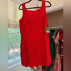 Kate Spade for Target Vibrant Red Scalloped Linen Dress